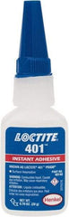 Loctite - 0.70 oz Bottle Clear Instant Adhesive - Series 401, 15 sec Fixture Time, 24 hr Full Cure Time, Bonds to Plastic & Rubber - Strong Tooling