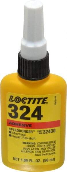 Loctite - 50 mL Bottle Structural Adhesive - 5 min Working Time, 3,000 to 3,600 psi Shear Strength, Series 324 - Strong Tooling