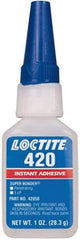 Loctite - 1 oz Bottle Clear Instant Adhesive - Series 420, 20 sec Fixture Time, 24 hr Full Cure Time, Bonds to Metal, Plastic & Rubber - Strong Tooling