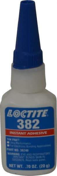 Loctite - 0.70 oz Bottle Clear Instant Adhesive - Series 382, 30 sec Fixture Time, 24 hr Full Cure Time, Bonds to Metal, Plastic & Rubber - Strong Tooling