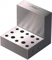 Suburban Tool - 4" Wide x 4" Deep x 4" High Steel Precision-Ground Angle Plate - Standard Plate, Machined Holes on Surface, Open End, 1-1/4" Thick, Pair of Plates - Strong Tooling