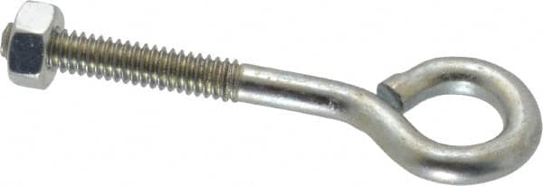 Gibraltar - 1/4-20, Zinc-Plated Finish, Steel Wire Turned Open Eye Bolt - 1-1/4" Thread Length, 1/2" ID x 1" OD, 2" Shank Length - Strong Tooling