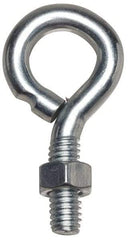 Gibraltar - #10-24, Zinc-Plated Finish, Steel Wire Turned Open Eye Bolt - 1" Thread Length, 3/8" ID x 3/4" OD, 2" Shank Length - Strong Tooling