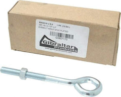 Gibraltar - 3/8-16, Zinc-Plated Finish, Steel Wire Turned Open Eye Bolt - 2-1/2" Thread Length, 3/4" ID x 1-1/2" OD, 4" Shank Length - Strong Tooling