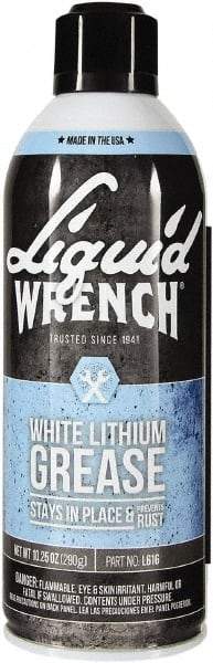 Liquid Wrench - 10.25 oz Aerosol Lithium General Purpose Grease - White, 225°F Max Temp, - Strong Tooling