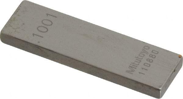 Mitutoyo - 0.1001" Rectangular Steel Gage Block - Accuracy Grade AS-1, Includes Certificate of Inspection - Strong Tooling