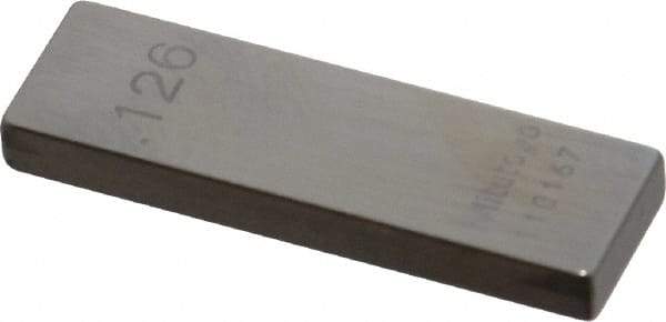 Mitutoyo - 0.126" Rectangular Steel Gage Block - Accuracy Grade AS-1, Includes Certificate of Inspection - Strong Tooling