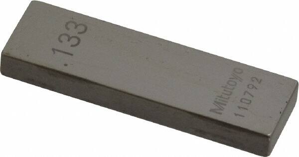 Mitutoyo - 0.133" Rectangular Steel Gage Block - Accuracy Grade AS-1, Includes Certificate of Inspection - Strong Tooling