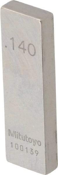 Mitutoyo - 0.14" Rectangular Steel Gage Block - Accuracy Grade AS-1, Includes Certificate of Inspection - Strong Tooling