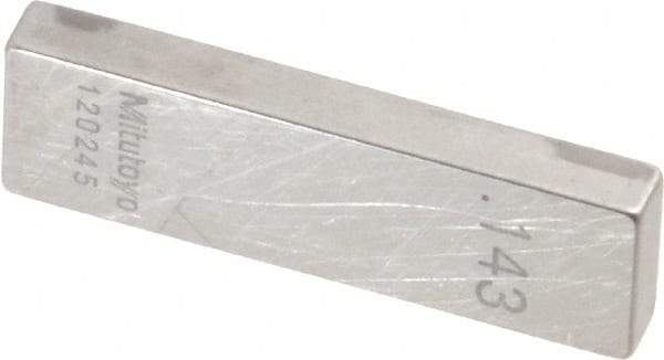 Mitutoyo - 0.143" Rectangular Steel Gage Block - Accuracy Grade AS-1, Includes Certificate of Inspection - Strong Tooling