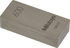 Mitutoyo - 0.6" Rectangular Steel Gage Block - Accuracy Grade AS-1, Includes Certificate of Inspection - Strong Tooling