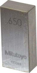 Mitutoyo - 0.65" Rectangular Steel Gage Block - Accuracy Grade AS-1, Includes Certificate of Inspection - Strong Tooling