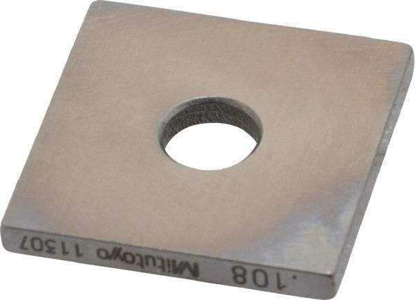 Mitutoyo - 0.108" Square Steel Gage Block - Accuracy Grade 0, Includes Certificate of Inspection - Strong Tooling