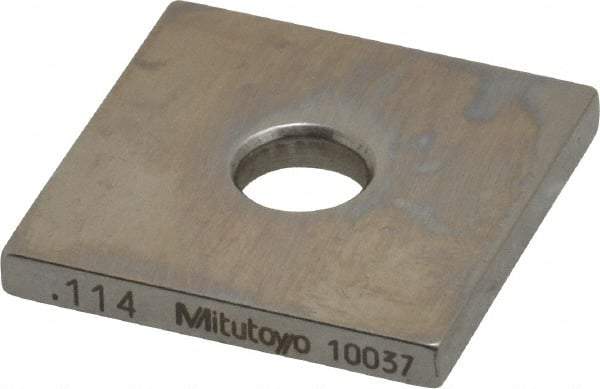 Mitutoyo - 0.114" Square Steel Gage Block - Accuracy Grade 0, Includes Certificate of Inspection - Strong Tooling