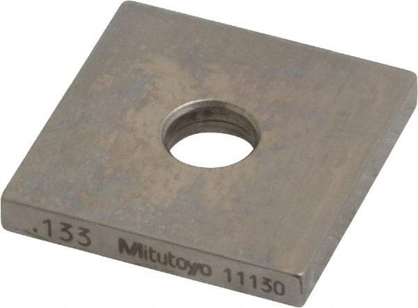 Mitutoyo - 0.133" Square Steel Gage Block - Accuracy Grade 0, Includes Certificate of Inspection - Strong Tooling