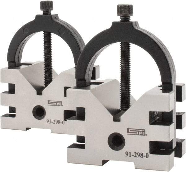 SPI - 2" Max Capacity, 90° Angle, Hardened Steel V-Block - 2-3/8" Long x 2-3/4" Wide x 2" High, Sold as Matched Pair - Strong Tooling