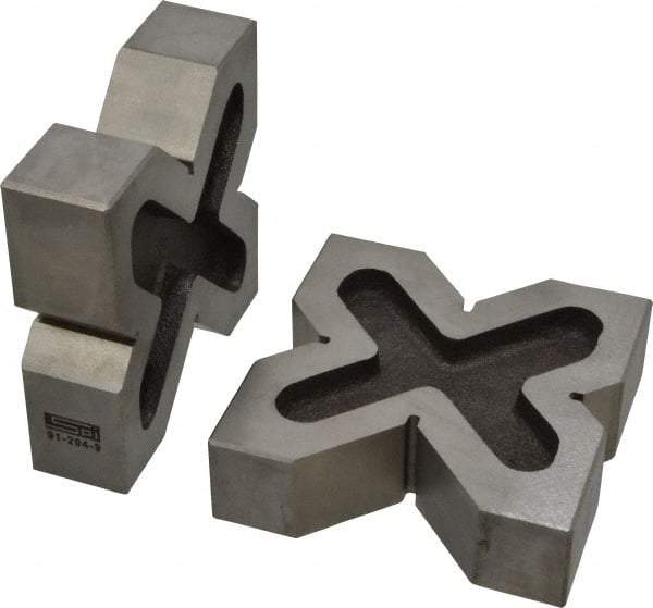 SPI - 3/4 to 2" Capacity, 90° Angle, Cast Iron 4-Way V-Block - 4" Long x 1-3/16" Wide x 4" High, Sold as Matched Pair - Strong Tooling