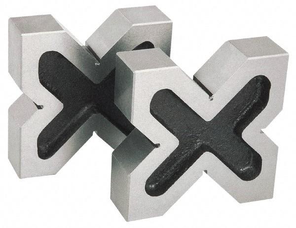 SPI - 1-9/16 to 2-3/8" Capacity, 90° Angle, Cast Iron 4-Way V-Block - 4-3/4" Long x 1-3/8" Wide x 4-3/4" High, Sold as Matched Pair - Strong Tooling