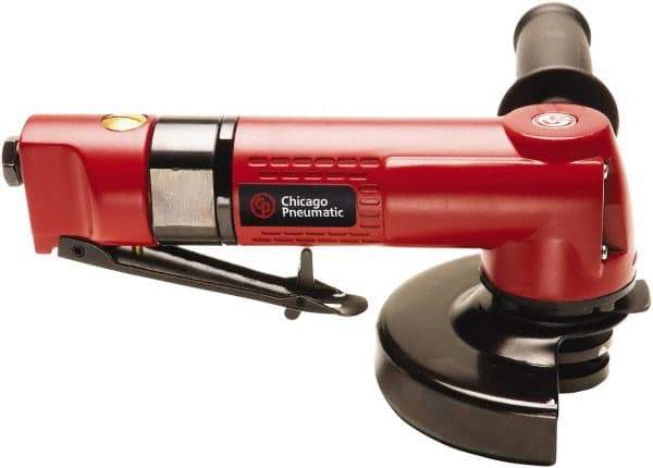 Chicago Pneumatic - 5" Wheel Diam, 12,000 RPM, Pneumatic Angle & Disc Grinder - 3/8-24 Spindle, 5.4 CFM, Front Exhaust - Strong Tooling