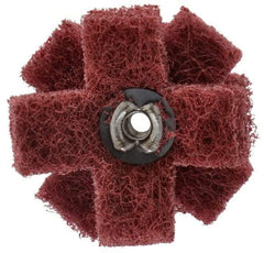 Standard Abrasives - 1-1/2" Diam Medium Density Cross Buff - 3 Plys, 8-32 Thread, Very Fine Grade, 20,000 Max RPM - Strong Tooling