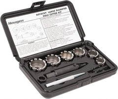 Hougen - 9 Piece, 7/8 to 1-1/2" Cutter Diam, 1/2" Cutting Depth, High Speed Steel Annular Cutter Set - Bright Finish, 1/2" Shank Diam, 7/8, 1, 1-1/8, 1-1/4, 1-3/8, 1-1/2" Cutter Diams - Strong Tooling