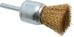 Value Collection - 1-1/4" Brush Diam, Crimped, End Brush - 1/4" Diam Shank, 4,500 Max RPM - Strong Tooling