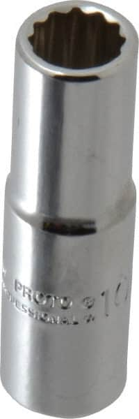 Proto - 3/8" Drive, Deep Hand Socket - 12 Points, 2-1/8" OAL, Chrome Finish - Strong Tooling