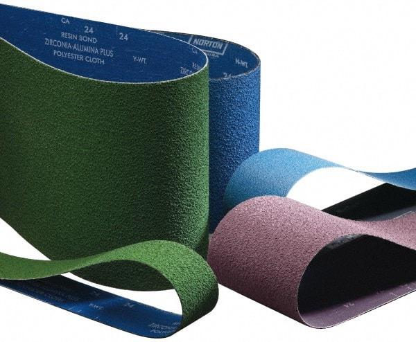 Norton - 3" Wide x 132" OAL, 36 Grit, Ceramic Abrasive Belt - Ceramic, Very Coarse, Coated, Y Weighted Cloth Backing, Series R981 - Strong Tooling