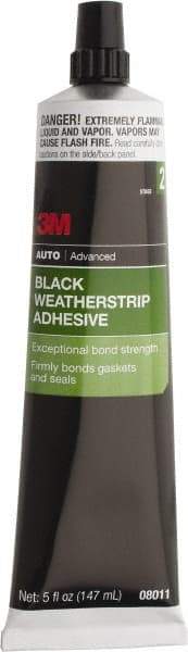 3M - 5 oz Tube Black Weatherstrip Adhesive - Series 08011, 24 hr Working Time, 24 hr Full Cure Time, Bonds to Rubber - Strong Tooling