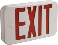 Cooper Lighting - 1 and 2 Face, 3 Watt, White, Thermoplastic, LED, Illuminated Exit Sign - 120/277 VAC, Nickel Cadmium, Ceiling Mounted, End Mounted, Wall Mounted, 11-11/16 Inch Long x 1-3/4 Inch Wide x 7-1/2 Inch High - Strong Tooling