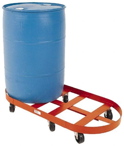 Made in USA - 1,800 Lb Load Capacity, 30 Gal Drum Dolly - 19-1/2" Wide x 6-3/4" High, 6 Wheels - Strong Tooling