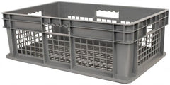 Akro-Mils - 1.78 Cu Ft, 45 Lb Load Capacity Gray Polyethylene Tote Container - Stacking, 23.3" Long x 15.8" Wide x 8.3" High - Strong Tooling