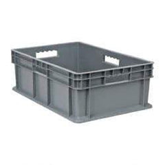 Akro-Mils - 1.78 Cu Ft, 83 Lb Load Capacity Gray Polyethylene Tote Container - Stacking, 23.3" Long x 15.8" Wide x 8.3" High - Strong Tooling