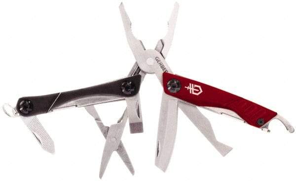 Gerber - 10 Piece, Multi-Tool Set - Black/Silver/Red, 4-1/4" OAL, 2-3/4" Closed Length - Strong Tooling