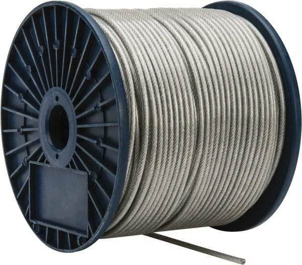 Value Collection - 3/16" x 3/32" Diam, Aircraft Cable - 920 Lb Breaking Strength, 7 x 7 Strand Core, Vinyl Coating - Strong Tooling