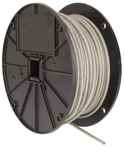 Value Collection - 3/16" x 3/32" Diam, Aircraft Cable - 920 Lb Breaking Strength, 7 x 7 Strand Core, Vinyl Coating - Strong Tooling