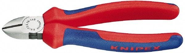 Knipex - 7" OAL, 1/8" Capacity, 1" Jaw Length x 1" Jaw Width, Diagonal Cutter Pliers - Oval Head, Ergo Two Component Handles - Strong Tooling