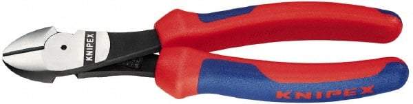 Knipex - 8" OAL, 1/8" Capacity, 1" Jaw Length x 1" Jaw Width, Diagonal Cutter Pliers - Oval Head, Ergo Two Component Handles - Strong Tooling