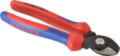 Knipex - 6-1/2" OAL, 12 AWG Capacity, Cable Cutter - 5/8" Jaw Length x 1" Jaw Width, Oval Head, Ergo Dual Component Handle - Strong Tooling