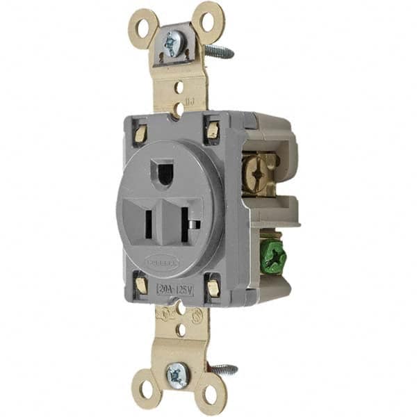 Hubbell Wiring Device-Kellems - 125V 20A NEMA 5-20R Industrial Grade Gray Straight Blade Single Receptacle - Strong Tooling