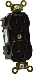 Leviton - 125 VAC, 15 Amp, 5-15R NEMA Configuration, Brown, Industrial Grade, Self Grounding Duplex Receptacle - 1 Phase, 2 Poles, 3 Wire, Flush Mount, Impact and Tamper Resistant - Strong Tooling