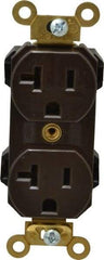 Leviton - 125 VAC, 20 Amp, 5-20R NEMA Configuration, Brown, Industrial Grade, Self Grounding Duplex Receptacle - 1 Phase, 2 Poles, 3 Wire, Flush Mount, Impact and Tamper Resistant - Strong Tooling