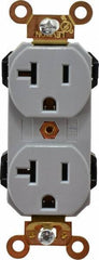 Leviton - 125 VAC, 20 Amp, 5-20R NEMA Configuration, Gray, Industrial Grade, Self Grounding Duplex Receptacle - 1 Phase, 2 Poles, 3 Wire, Flush Mount, Impact and Tamper Resistant - Strong Tooling