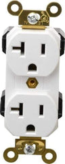 Leviton - 125 VAC, 20 Amp, 5-20R NEMA Configuration, White, Industrial Grade, Self Grounding Duplex Receptacle - 1 Phase, 2 Poles, 3 Wire, Flush Mount, Impact and Tamper Resistant - Strong Tooling