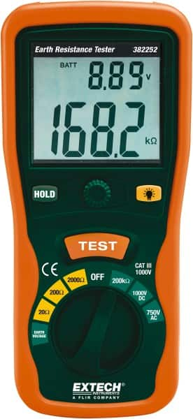 Extech - LCD Display Earth Ground Resistance Tester - AA Battery - Strong Tooling