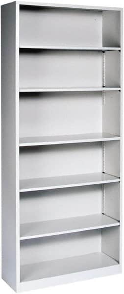 Hon - 6 Shelf, 81-1/8" High x 34-1/2" Wide Bookcase - 15-5/8" Deep, Steel, Light Gray - Strong Tooling