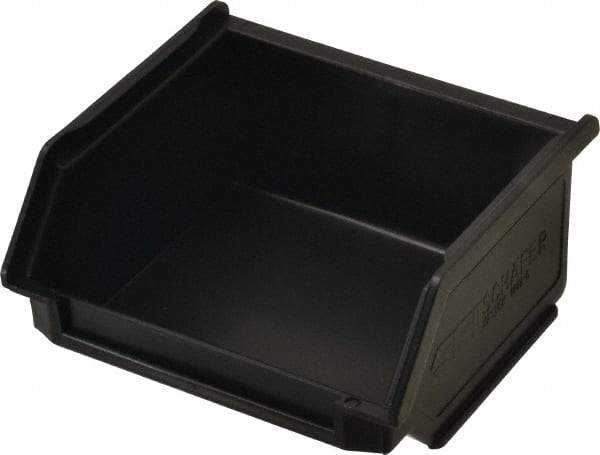 SSI Schaefer - 11 Lb. Load Capacity, 3-3/4" Deep, Black Polypropylene Hopper Stacking Bin - 2" High x 4" Wide x 3-3/4" Long - Strong Tooling