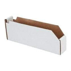 Made in USA - 12" Deep, White Corrugated Cardboard Hopper Shelf Bin - 4" High x 2" Wide x 12" Long - Strong Tooling