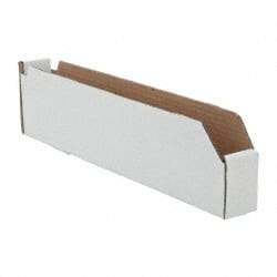 Made in USA - 18" Deep, White Corrugated Cardboard Hopper Shelf Bin - 4" High x 2" Wide x 18" Long - Strong Tooling