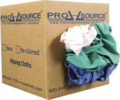 PRO-SOURCE - Reclaimed Poly/Cotton T-Shirt Rags - Assorted Colors, Poly/Cotton, Low Lint, 5 Lbs. at 4 to 6 per Pound, Box - Strong Tooling